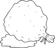 hand drawn black and white cartoon sack of garbage png