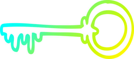 cold gradient line drawing of a cartoon old key png
