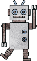 retro grunge texture cartoon of a dancing robot png