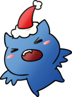 hand drawn christmas gradient cartoon of kawaii bat png