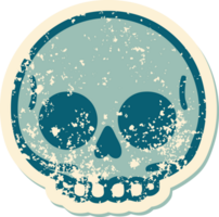 iconic distressed sticker tattoo style image of a skull png