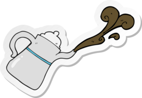 sticker of a cartoon coffee pot pouring png