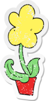 distressed sticker of a cute cartoon flower png