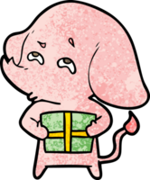 elefante de dibujos animados con regalo recordando png