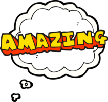 hand drawn thought bubble cartoon amazing word png