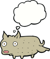 cartoon little dog cocking leg with thought bubble png