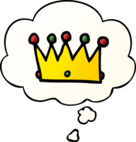 tecknad serie krona med trodde bubbla i slät lutning stil png