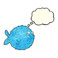 cartoon puffer fish with thought bubble png