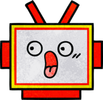 retro grunge texture cartoon of a robot head png