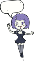 cartoon happy vampire girl with speech bubble png