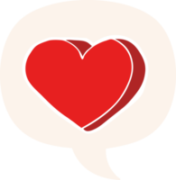 cartoon love heart with speech bubble in retro style png