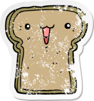 distressed sticker of a cute cartoon toast png