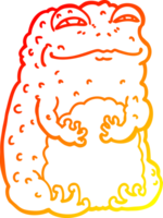 warm gradient line drawing of a cartoon smug toad png