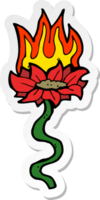 sticker of a cartoon flower on fire png