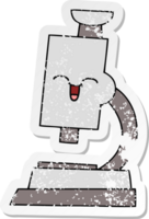 distressed sticker of a cute cartoon microscope png