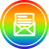 envelope carta circular ícone com arco Iris gradiente terminar png