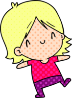 cartoon illustration of a cute kawaii girl png