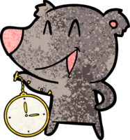 Caricature d'ours qui rit avec montre de poche png