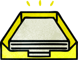 retro grunge texture cartoon of a paper stack in tray png