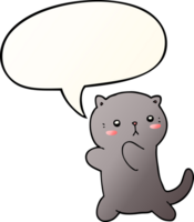 fofa desenho animado gato com discurso bolha dentro suave gradiente estilo png