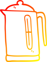 warm gradient line drawing of a cartoon kettle png