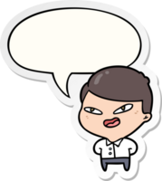 cartoon happy businessman with speech bubble sticker png