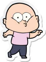 sticker of a cartoon bald man staring png