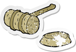 retro distressed sticker of a cartoon gavel png