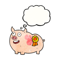 hand drawn thought bubble textured cartoon prize winning pig png