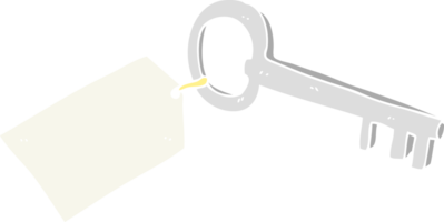 flat color illustration of key with tag png