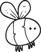 hand drawn black and white cartoon bee png