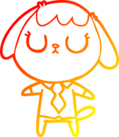 chaud pente ligne dessin de une mignonne dessin animé chien portant Bureau chemise png
