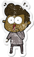 distressed sticker of a cartoon man png