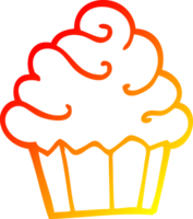 warm gradient line drawing of a cartoon cupcake png