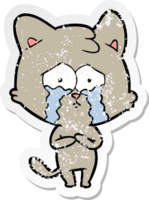 vinheta angustiada de um gato chorando de desenho animado png