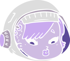 rosto de astronauta de desenho animado de estilo de cor plana png