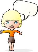 cartoon happy girl with speech bubble png