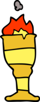 cartoon doodle flaming golden cup png