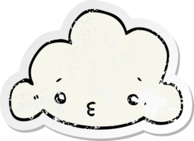 distressed sticker of a cartoon cloud png