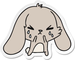 hand drawn sticker cartoon of cute kawaii sad bunny png