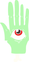 flat color illustration of spooky eye hand png