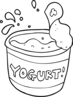 hand drawn black and white cartoon yogurt png