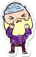 distressed sticker of a cartoon man with beard png