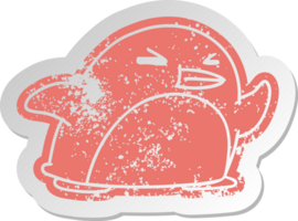 distressed old cartoon sticker kawaii of a cute penguin png