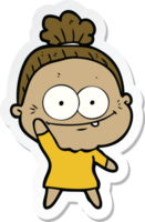 sticker of a cartoon happy old woman png