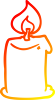 warm gradient line drawing of a cartoon candle png