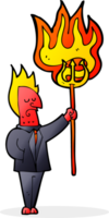 cartone animato diavolo con fiammeggiante forcone png