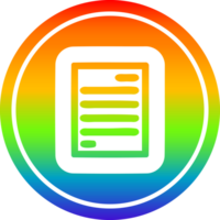 official document circular icon with rainbow gradient finish png