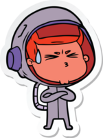 sticker of a cartoon stressed astronaut png