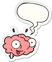 komisch Karikatur Gehirn mit Rede Blase Aufkleber png